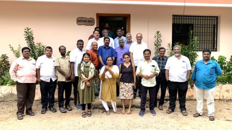 Arcot Lutheran Church leadership Bishop Samuel Kennady, and Rev Dr Joshua Peter, and the committee of Carmel congregation of the ALC in Thiruvannamalai